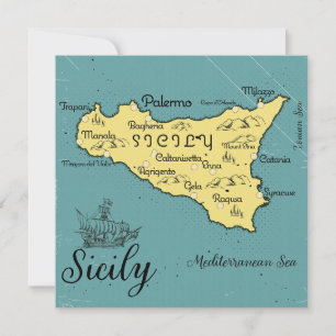Sizilien Vintage Seekarte Einladung