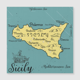 Sizilien Vintage Seekarte Magneteinladung