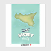 Sizilien Vintage Stilkarte Aufkleber (Blatt)
