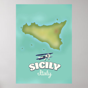 Sizilien Vintage Stilkarte Poster