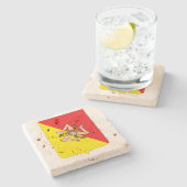 Sizilien-Wappen-Wein-Travertin-Untersetzer Steinuntersetzer (Seitenansicht)