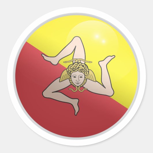 Sizilienglänzende Circle-Flag Runder Aufkleber (Vorderseite)
