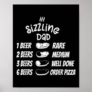Sizzelnder Dad Fleisch Bier Pizza Lustiger Bbq  Poster
