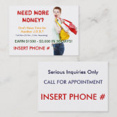 Sizzle-Karte - benötigen Sie mehr Geld? Visitenkarte (Vorne/Hinten)