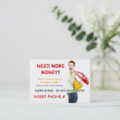 Sizzle-Karte - benötigen Sie mehr Geld? Visitenkarte (Stehend Vorderseite)