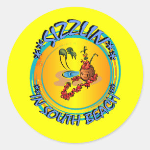 Sizzlin in South Beach Runder Aufkleber