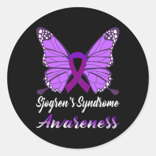 Sjogrens Syndrome Awareness Butterfly Support Pur Runder Aufkleber