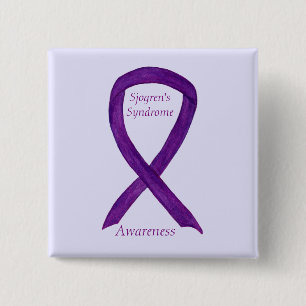 Sjogrens Syndrome Awareness Ribbon Custom Art Butt Button
