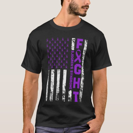 Sjogren's Syndrome Ribbon Fight US Flag T-Shirt (Vorderseite)