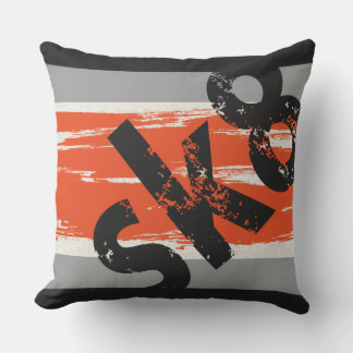 Sk8 - Skateboard Word Pillow Orange Karkohle Grau Kissen