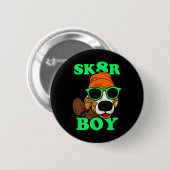Sk8r Junge - Hund Skateboarding Lustiges Meme Button (Vorne & Hinten)