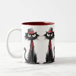 Ska Cat Mug – Black Cat with Ska Style & Attitude Zweifarbige Tasse