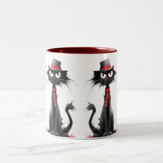 Ska Cat Mug – Black Cat with Ska Style & Attitude Zweifarbige Tasse (Mittel)