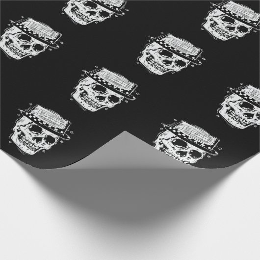 Ska Totenkopf mit Hut Jazz Musikstil Geschenkpapier (Ecke)
