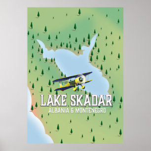 Skadarsee Albanien und Montenegro Seekarte Poster