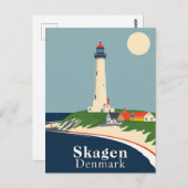 Skagen, Dänemark Beach Retro Art Postkarte (Vorne/Hinten)