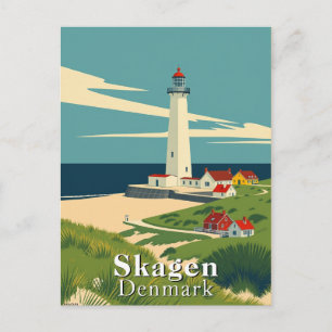 Skagen, Dänemark Leuchtturm Retro Art Postkarte