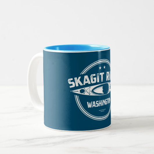 Skagit River Washington Kayaking Zweifarbige Tasse (Vorderseite Links)