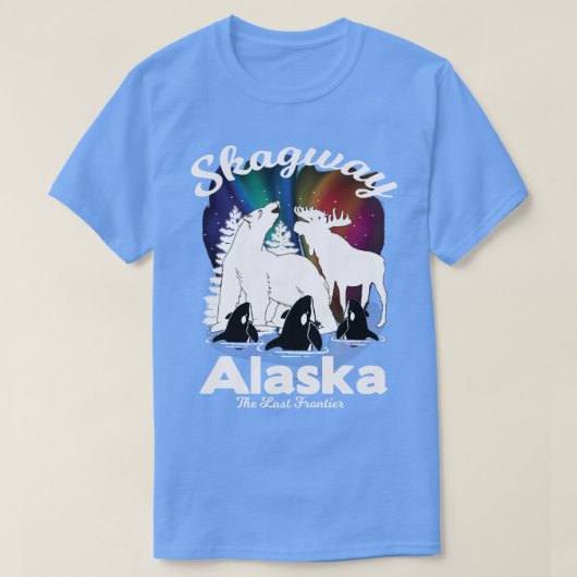 Skagway Alaska Aurora Borealis Bear Orca Moose Sou T-Shirt (Design vorne)