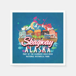 SKAGWAY ALASKA HISTORISCHE GOLDRUSH STADTDECOUPAIT SERVIETTE