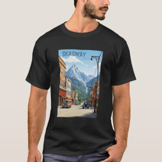 Skagway Alaska Vintag-Style Travel Poster Grafik T-Shirt