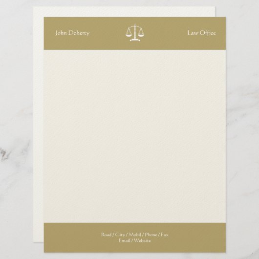 Skalen des Gerechtigkeit RECHTSANWALTSBÜROS golden Briefkopf (Vorne/Hinten)