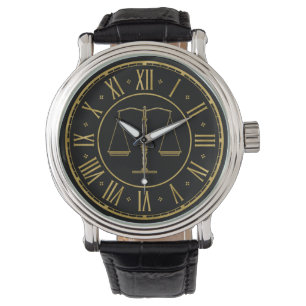 Skalen von Gerechtigkeit golden Armbanduhr