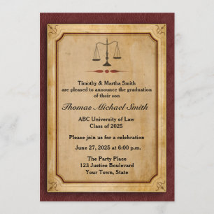 Skalen von Gerechtigkeit, Pergament, Einladung