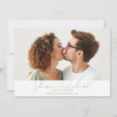 Skalengrüne Skriptkalligrafie 3 Foto-Collage Save The Date (Rückseite)