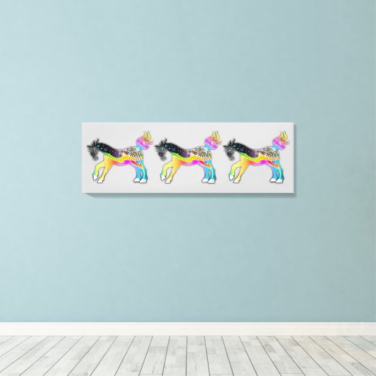 SKALIERBARE BREITE FORMAT Pop Art PONIES Leinwanddruck (Insitu (Holzboden))