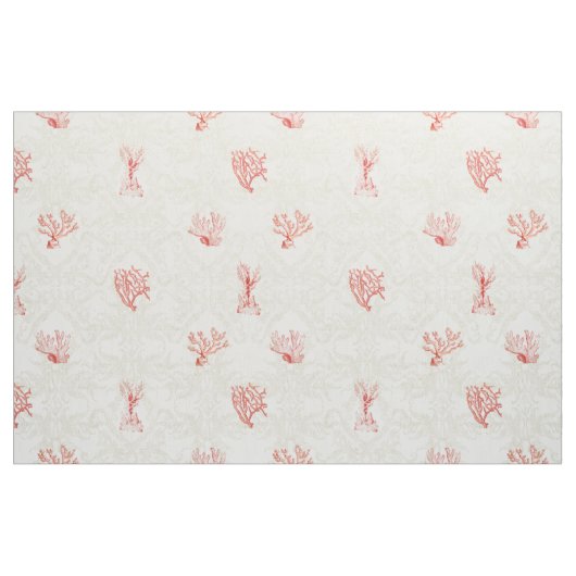 Skalierbare Repeat Beach Red Coral Damask Holz Stoff (Fat Quarter (45,7 x 55,9 cm))
