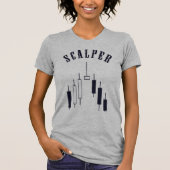 Skalierender Candlestick Chart Schwarz/Weiß T-Shirt (Vorderseite)
