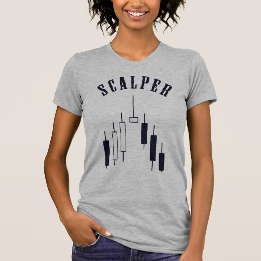 Skalierender Candlestick Chart Schwarz/Weiß T-Shirt (Vorderseite)