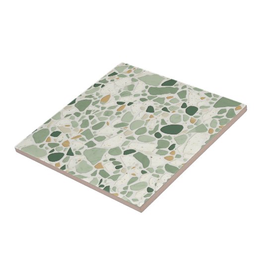 Skalierender grüner Terrazzo-Effekt Fliese (Seite)