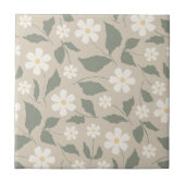 Skandi-Moderne Daisy-Blumenmuster in weichem Beige Fliese (Vorderseite)
