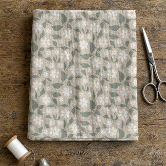 Skandi-Moderne Daisy-Blumenmuster in weichem Beige Stoff