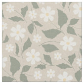 Skandi-Moderne Daisy-Blumenmuster in weichem Beige Stoff (Nahaufnahme)