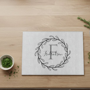Skandi Monogramm Kranz Botanisch Minimalistisch Schneidebrett