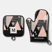 Skandi Mountain Peak Design Ofenhandschuh & Topflappen-Set (Vorderseite)