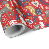 Skandi Weihnachten Niedliche Waldtiere Geschenkpapier (Rolleneckpunkt)
