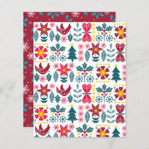 Skandi Weihnachts-Scrapbook Papier, Schneeflocken