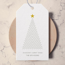 Skandinavian Christmas Tree Minimalist Gold Star Geschenkanhänger