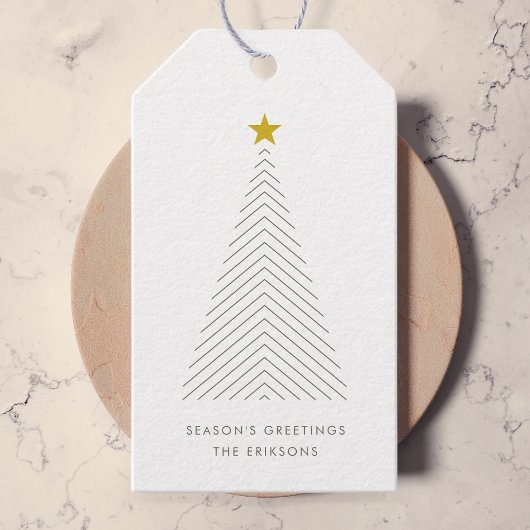 Skandinavian Christmas Tree Minimalist Gold Star Geschenkanhänger