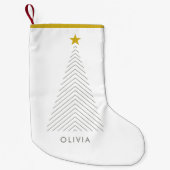 Skandinavian Christmas Tree Minimalist Gold Star Kleiner Weihnachtsstrumpf (Vorderseite)