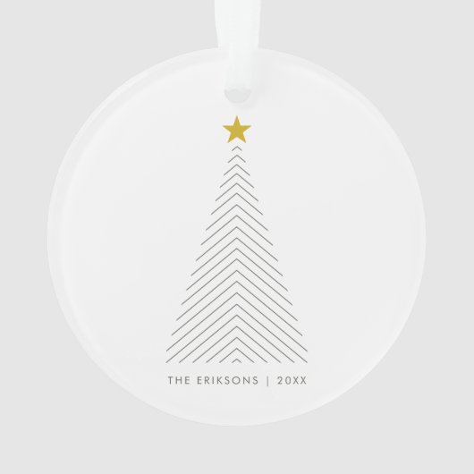 Skandinavian Christmas Tree Minimalist Gold Star Ornament (Rückseite)