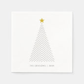 Skandinavian Christmas Tree Minimalist Gold Star Serviette (Vorderseite)