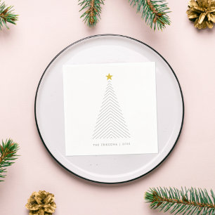 Skandinavian Christmas Tree Minimalist Gold Star Serviette