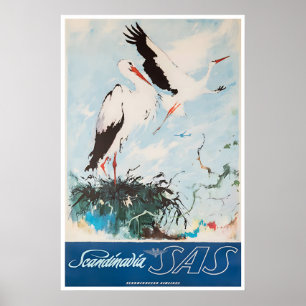 Skandinavien Druck SAS Reiseplakat Skandinavisch Poster