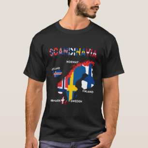 Skandinavien Flaggen nordische Länder Karten Norde T-Shirt