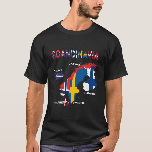 Skandinavien Flaggen nordische Länder Karten Norde T-Shirt (Vorderseite)
